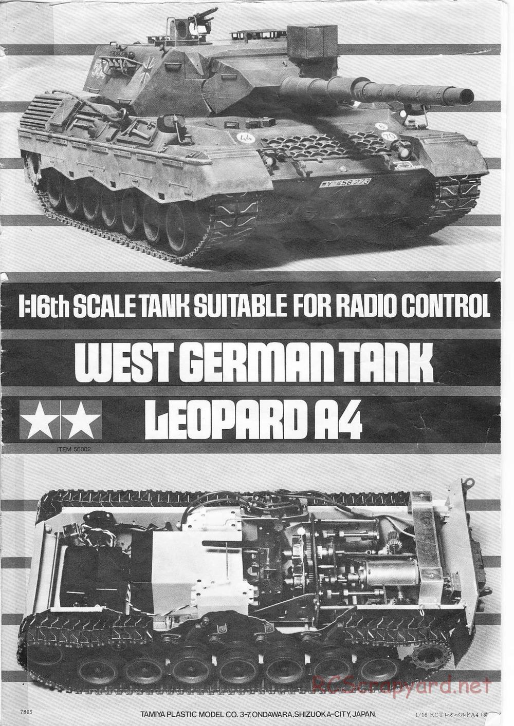 Tamiya - Leopard A4 - 1/16 Scale Chassis - Manual - Page 1