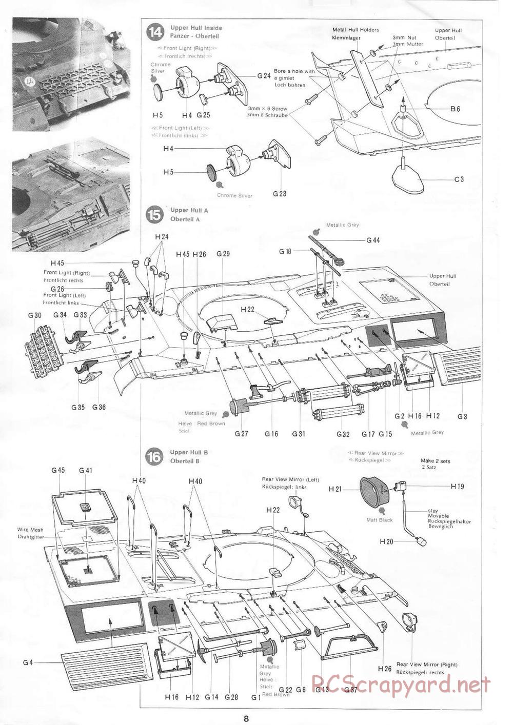Tamiya - Leopard A4 - 1/16 Scale Chassis - Manual - Page 8