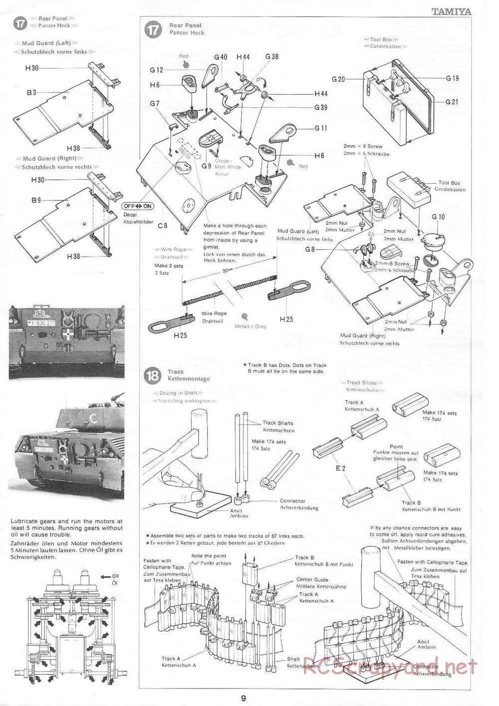 Tamiya - Leopard A4 - 1/16 Scale Chassis - Manual - Page 9