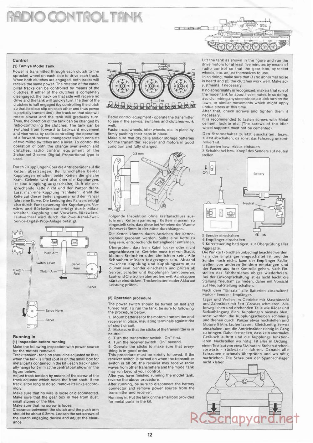 Tamiya - Leopard A4 - 1/16 Scale Chassis - Manual - Page 12