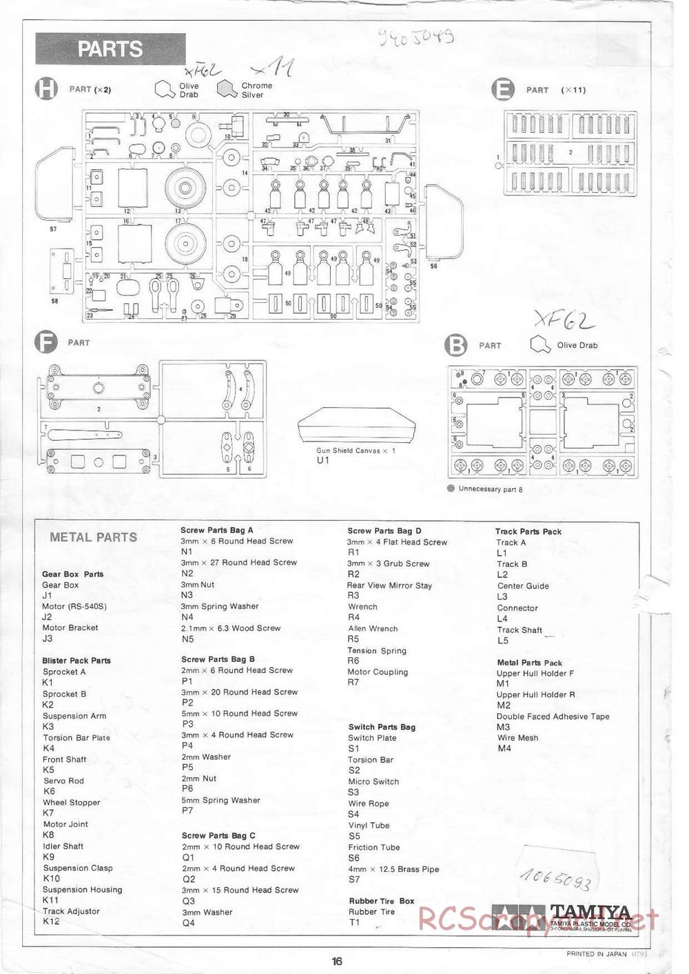 Tamiya - Leopard A4 - 1/16 Scale Chassis - Manual - Page 16