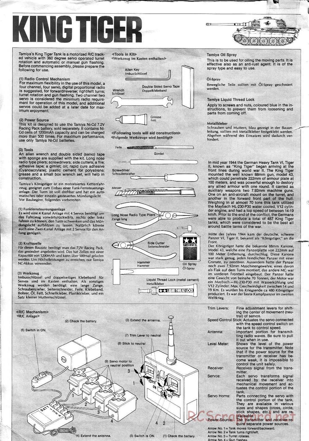 Tamiya - King Tiger (Production Turret) - 1/16 Scale Chassis - Manual - Page 2