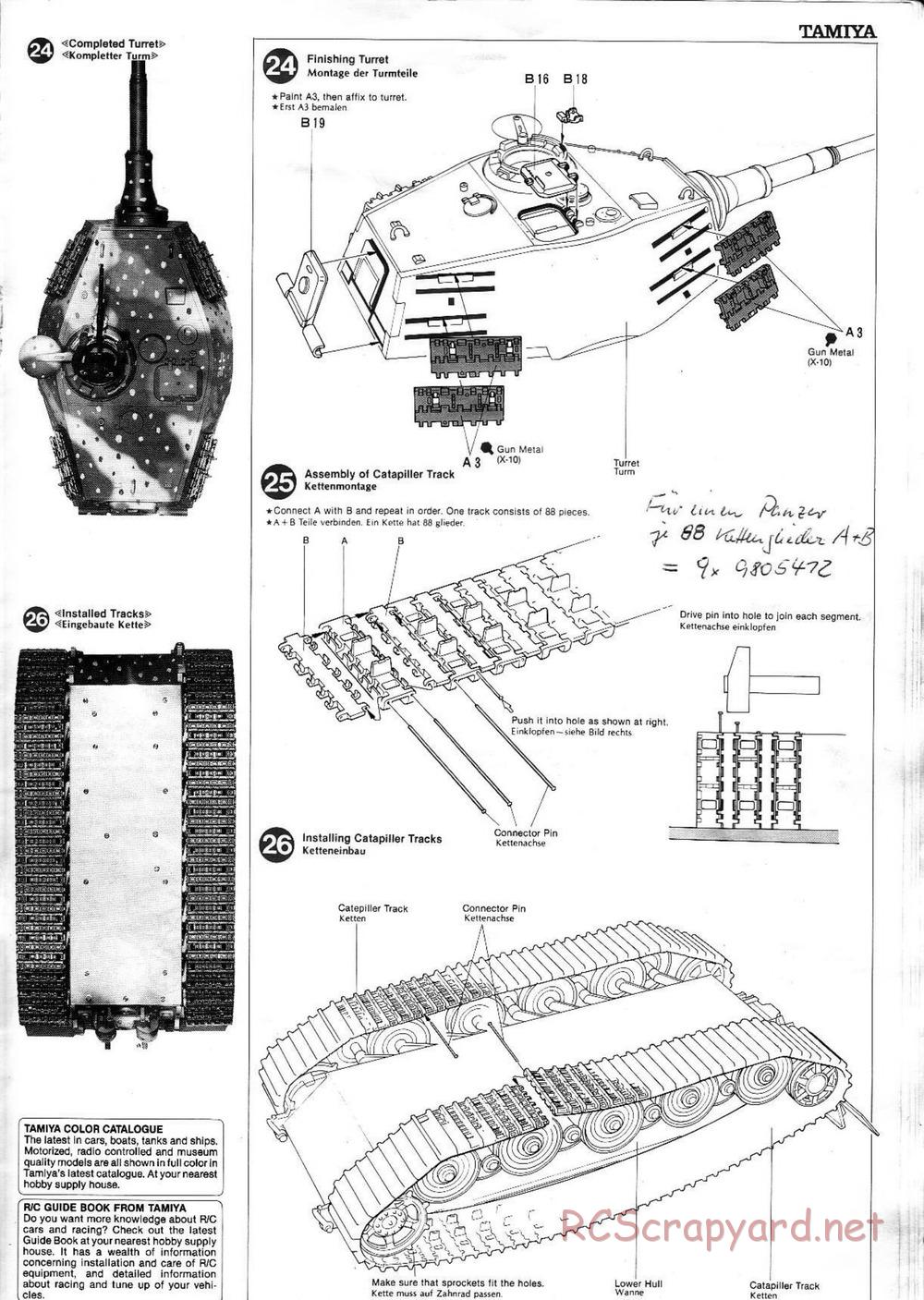 Tamiya - King Tiger (Production Turret) - 1/16 Scale Chassis - Manual - Page 11