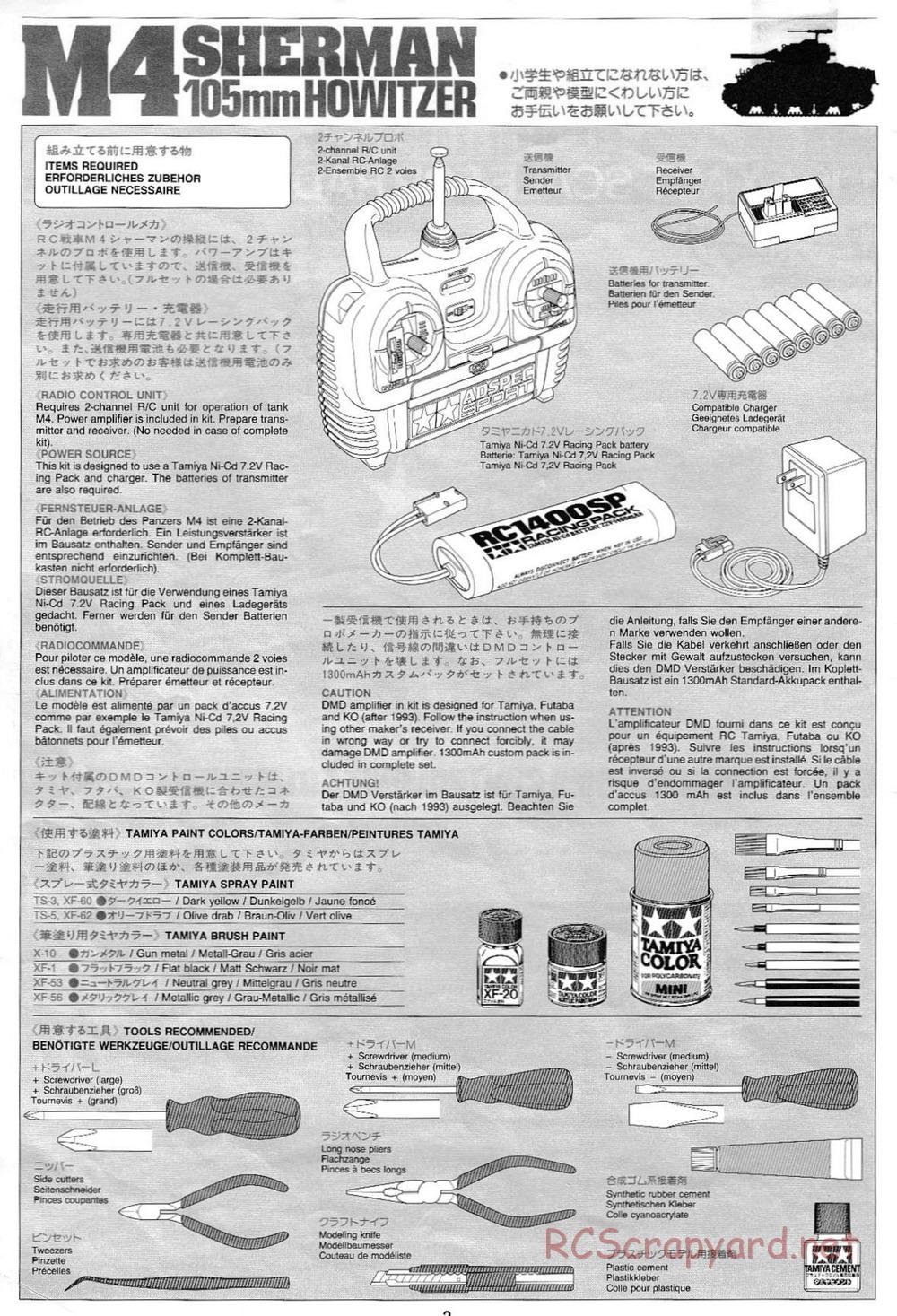 Tamiya - M4 Sherman 105mm Howitzer - 1/16 Scale Chassis - Manual - Page 2