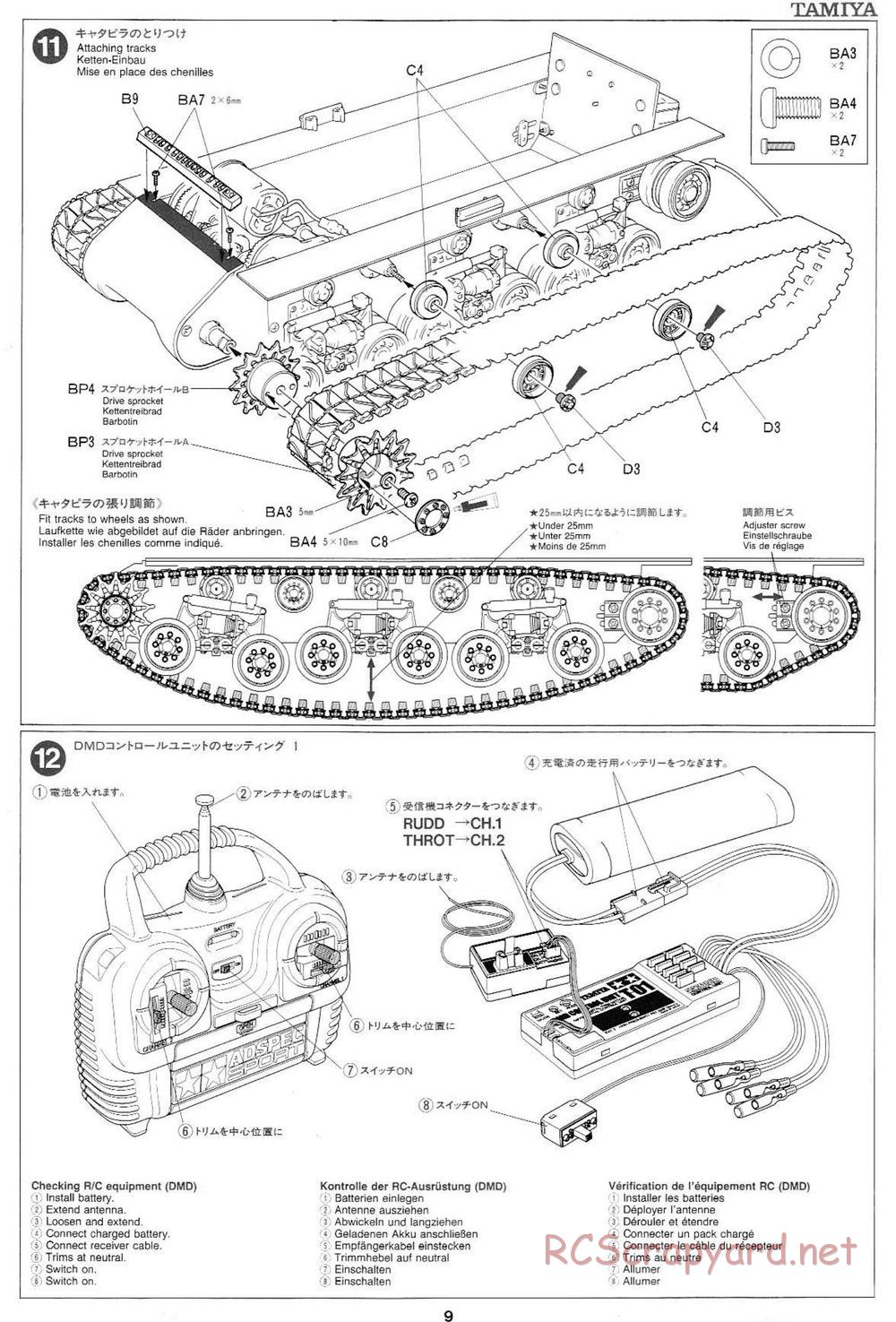 Tamiya - M4 Sherman 105mm Howitzer - 1/16 Scale Chassis - Manual - Page 9