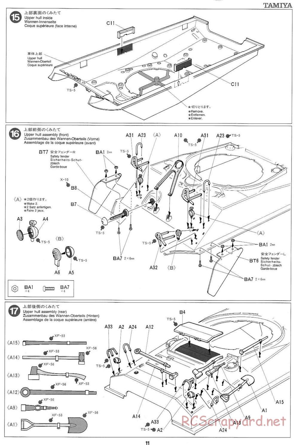 Tamiya - M4 Sherman 105mm Howitzer - 1/16 Scale Chassis - Manual - Page 11