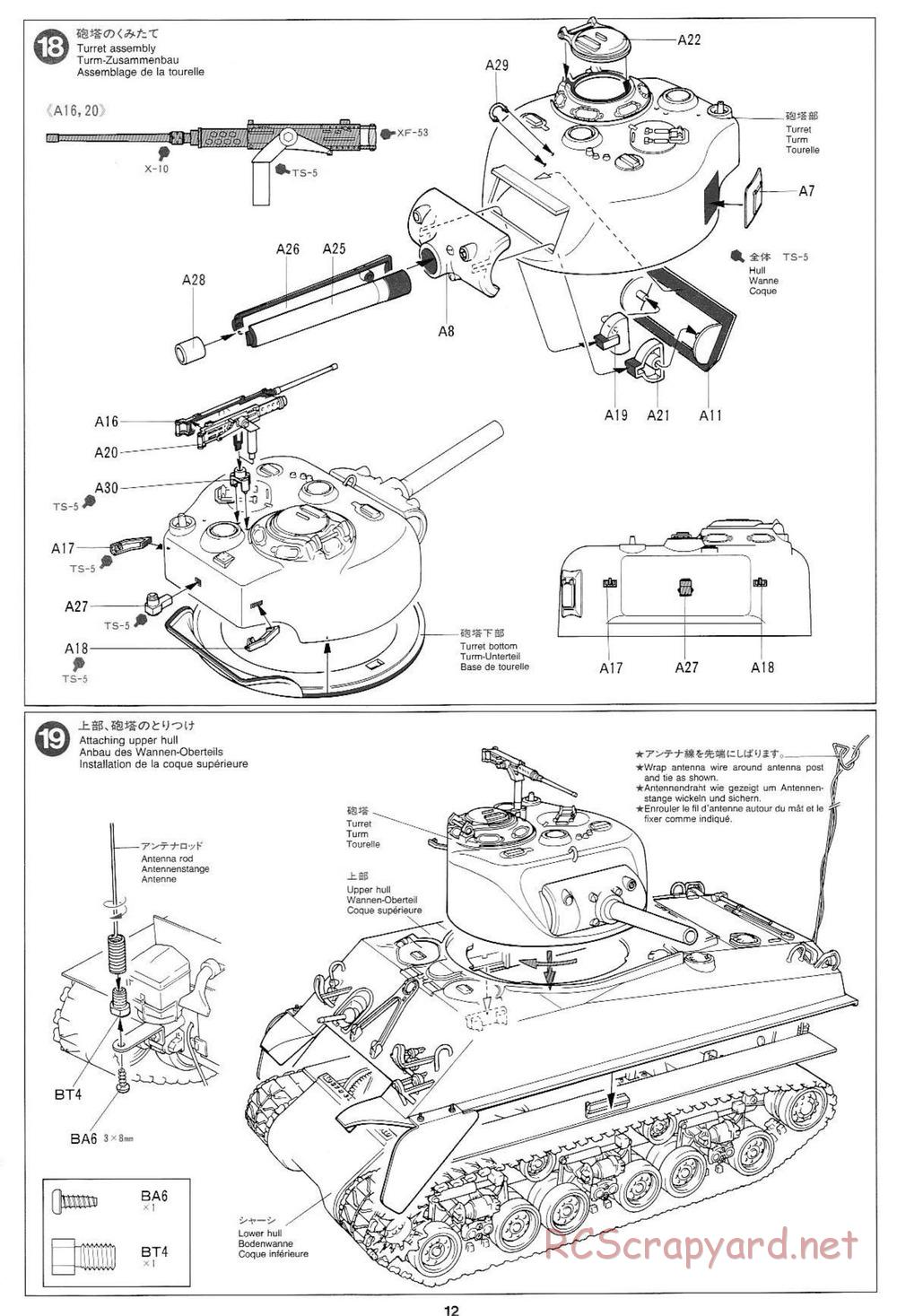Tamiya - M4 Sherman 105mm Howitzer - 1/16 Scale Chassis - Manual - Page 12