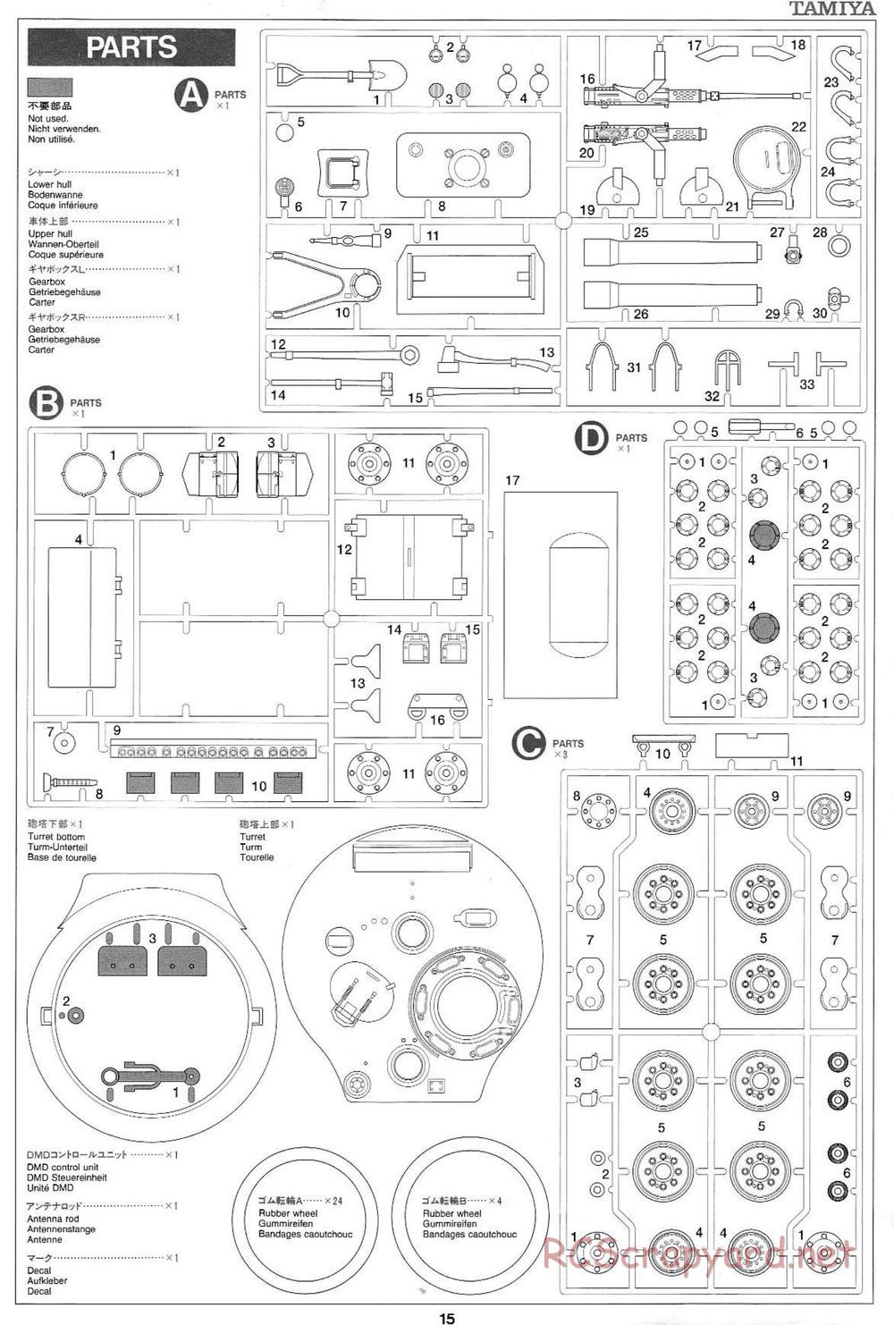 Tamiya - M4 Sherman 105mm Howitzer - 1/16 Scale Chassis - Manual - Page 15