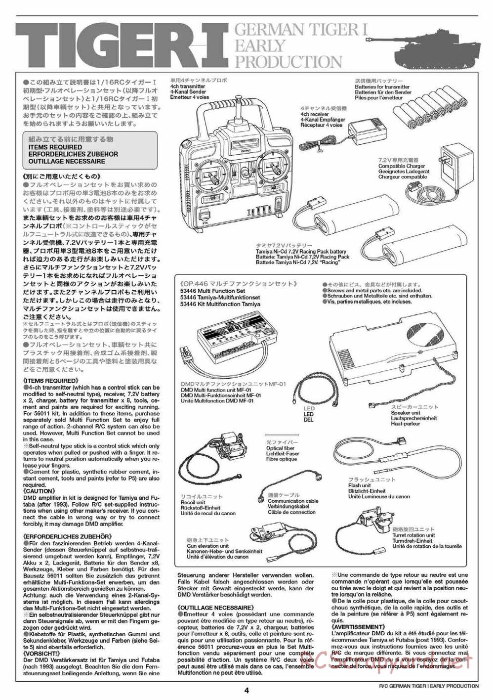 Tamiya - Tiger I Early Production - 1/16 Scale Chassis - Manual - Page 4
