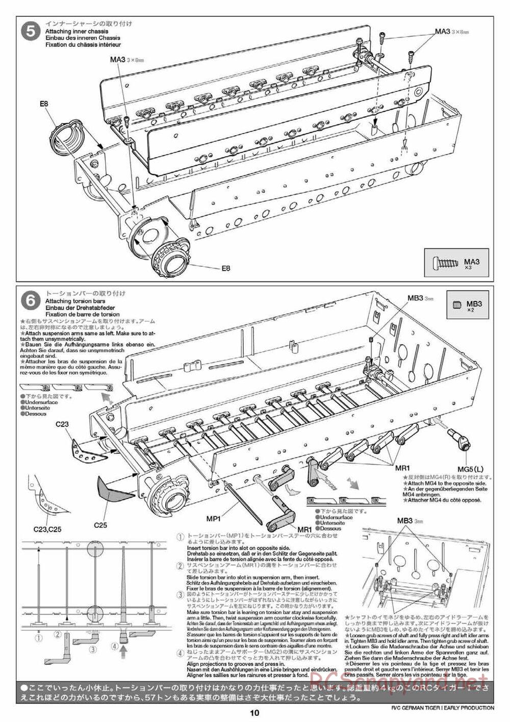 Tamiya - Tiger I Early Production - 1/16 Scale Chassis - Manual - Page 10