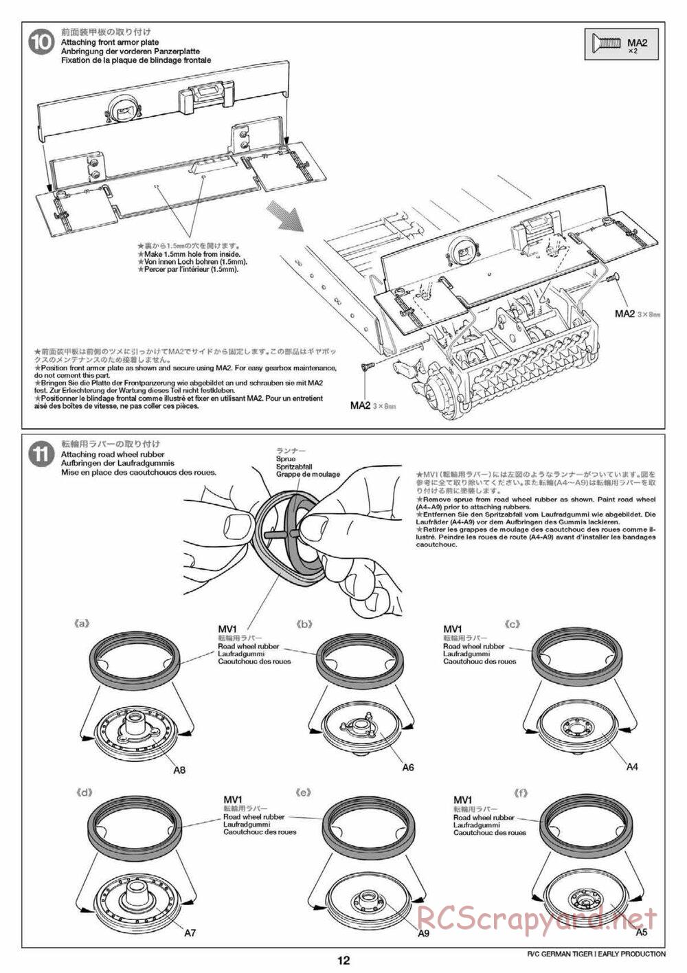 Tamiya - Tiger I Early Production - 1/16 Scale Chassis - Manual - Page 12