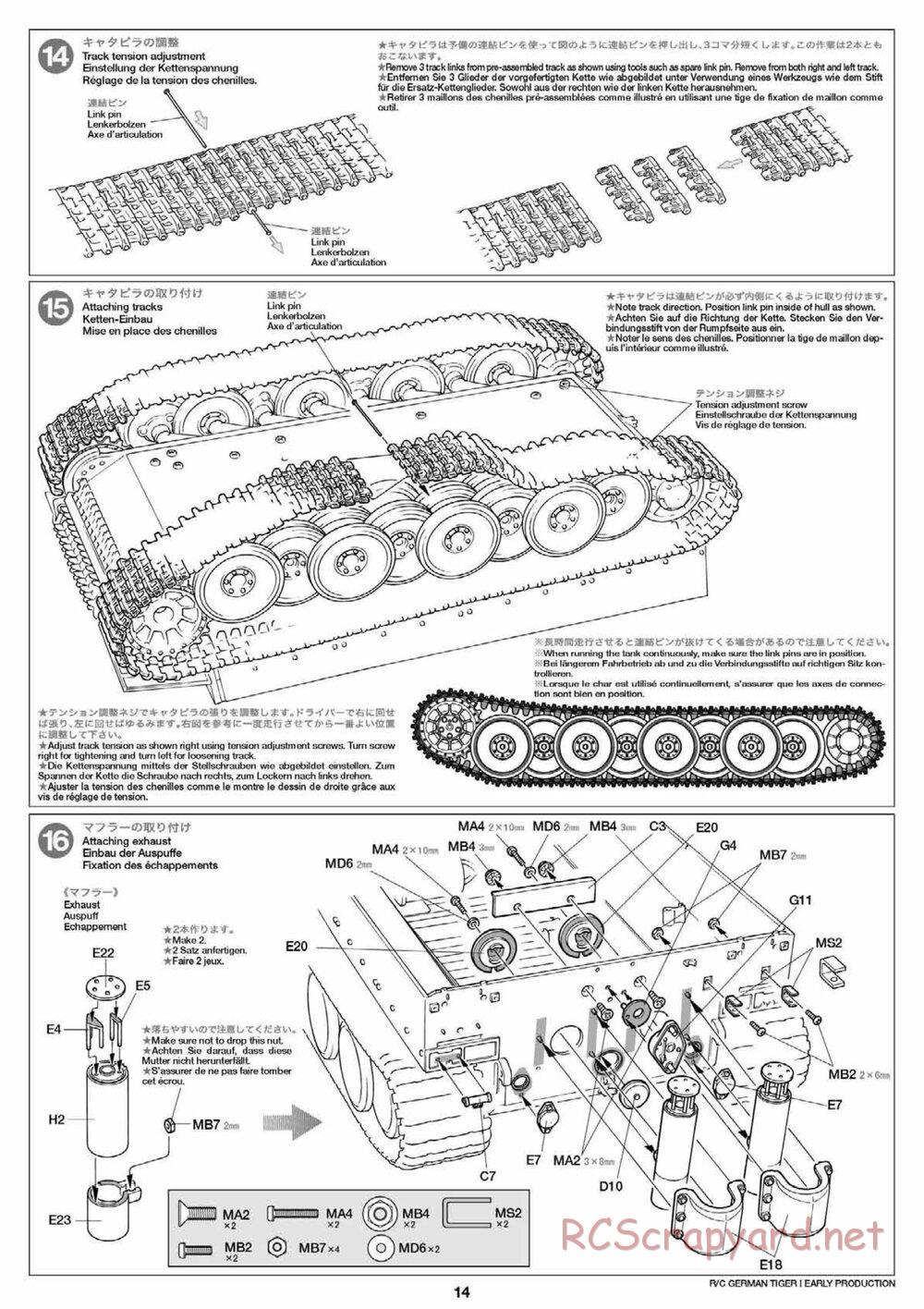 Tamiya - Tiger I Early Production - 1/16 Scale Chassis - Manual - Page 14