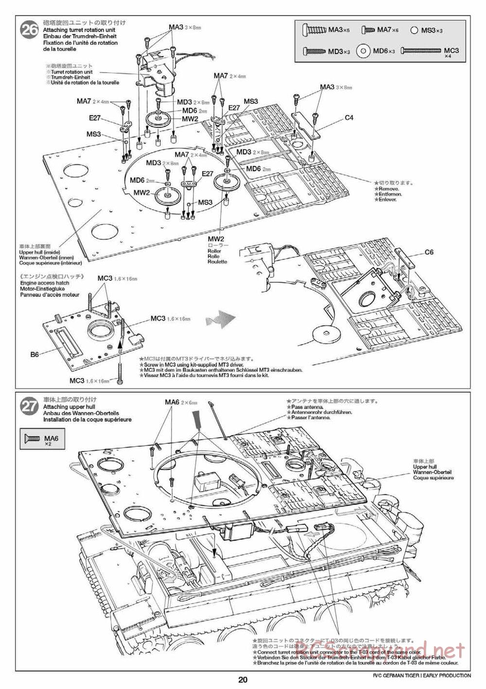 Tamiya - Tiger I Early Production - 1/16 Scale Chassis - Manual - Page 20