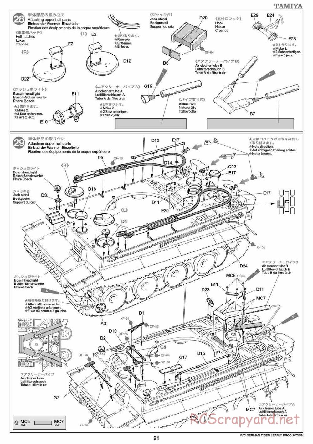 Tamiya - Tiger I Early Production - 1/16 Scale Chassis - Manual - Page 21