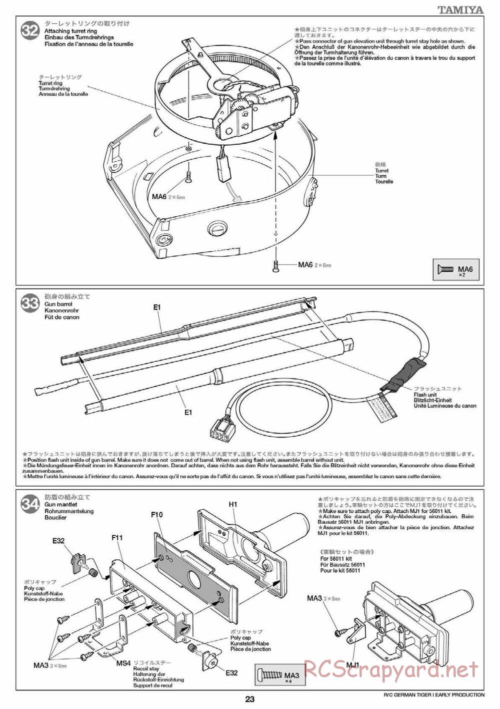 Tamiya - Tiger I Early Production - 1/16 Scale Chassis - Manual - Page 23