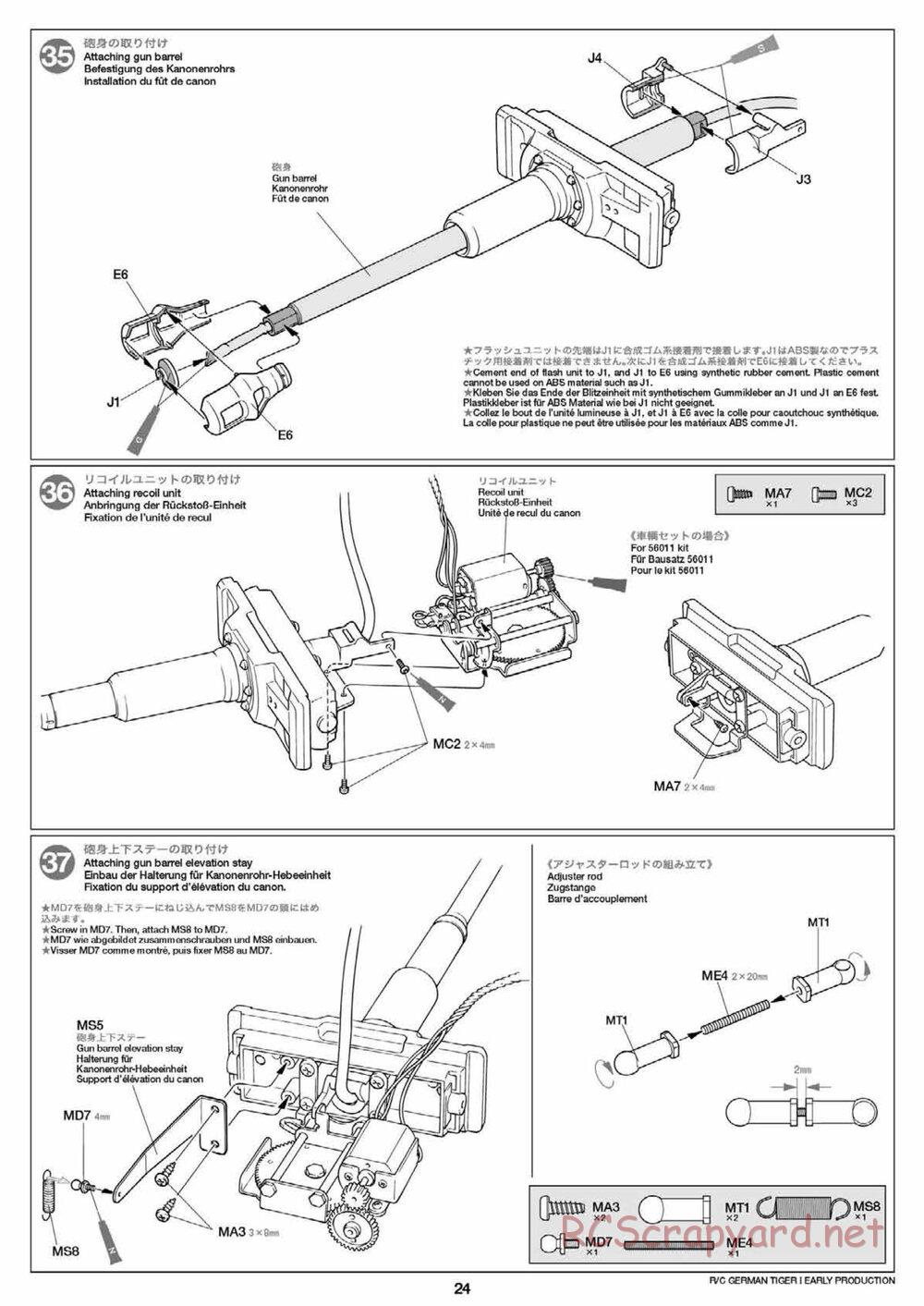 Tamiya - Tiger I Early Production - 1/16 Scale Chassis - Manual - Page 24