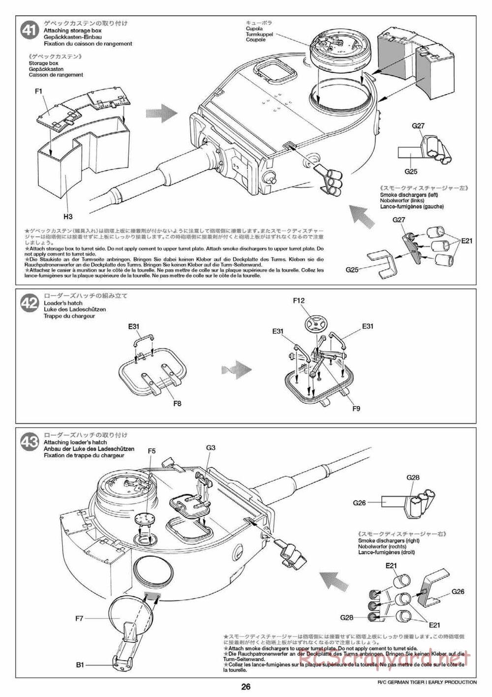 Tamiya - Tiger I Early Production - 1/16 Scale Chassis - Manual - Page 26