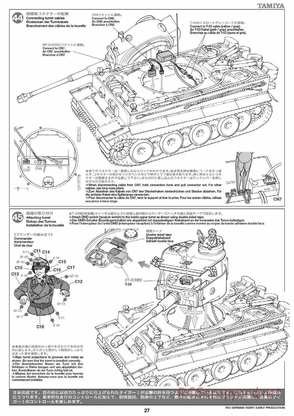 Tamiya - Tiger I Early Production - 1/16 Scale Chassis - Manual - Page 27