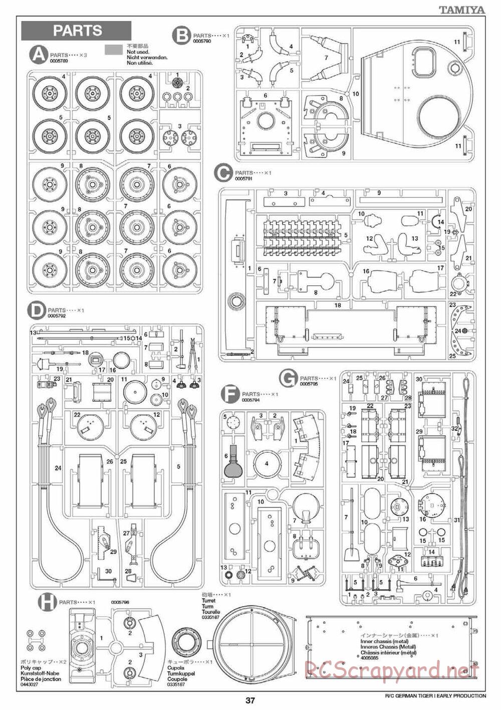 Tamiya - Tiger I Early Production - 1/16 Scale Chassis - Manual - Page 37