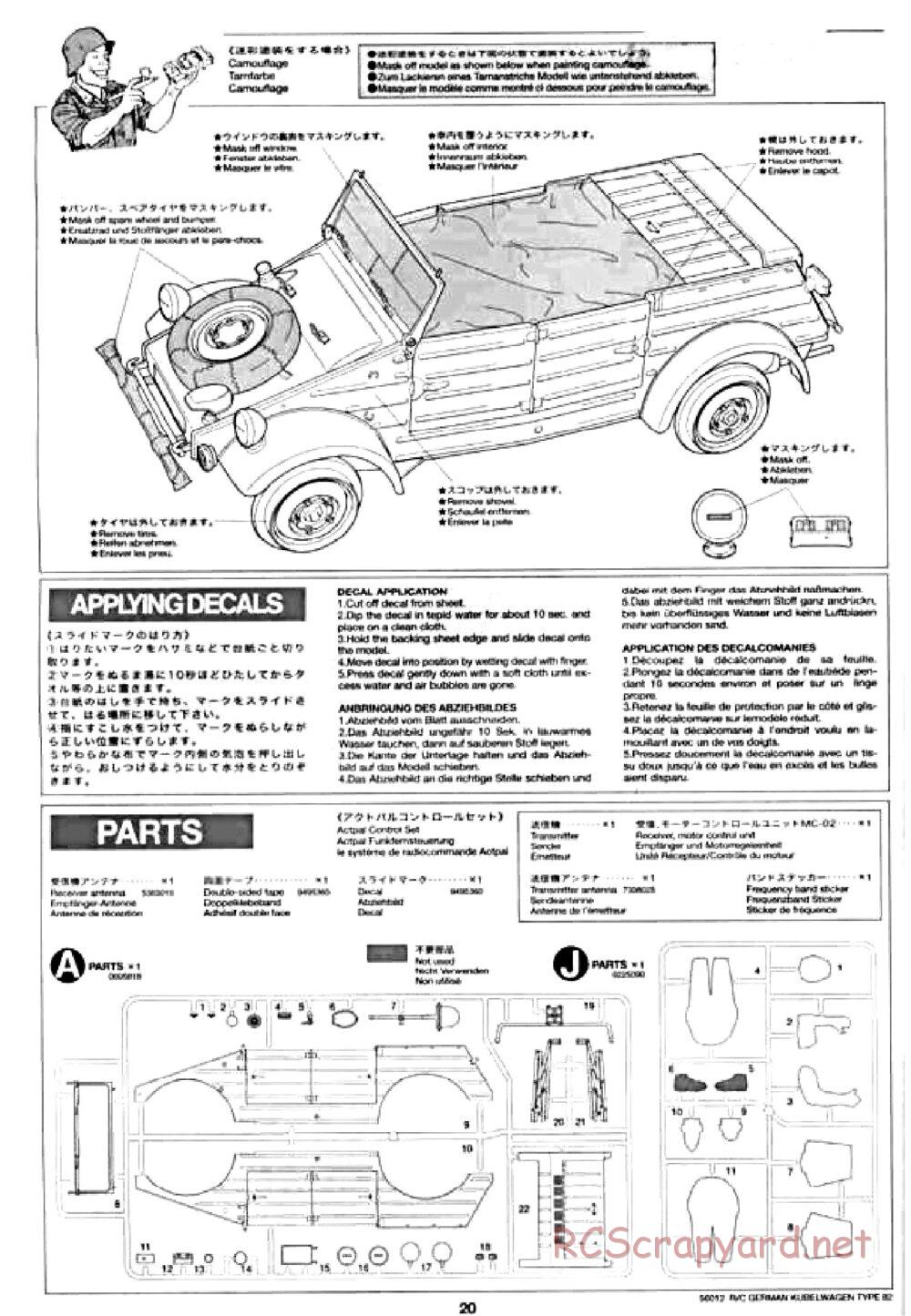 Tamiya - Kubelwagen Type 82 Chassis - Manual - Page 20