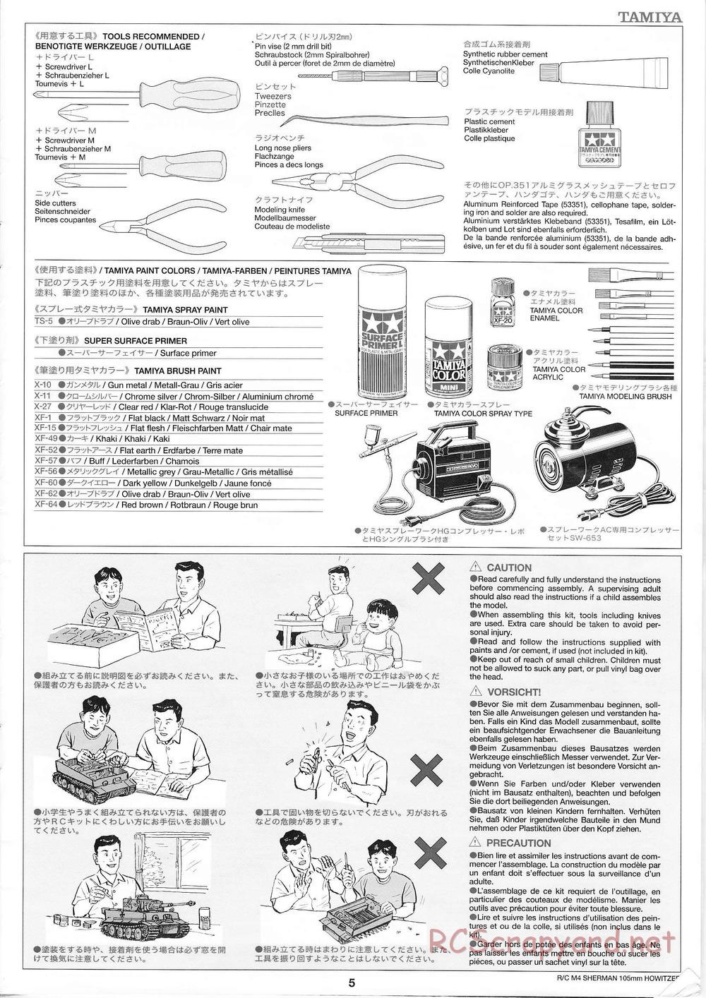 Tamiya - M4 Sherman 105mm Howitzer - 1/16 Scale Chassis - Manual - Page 5