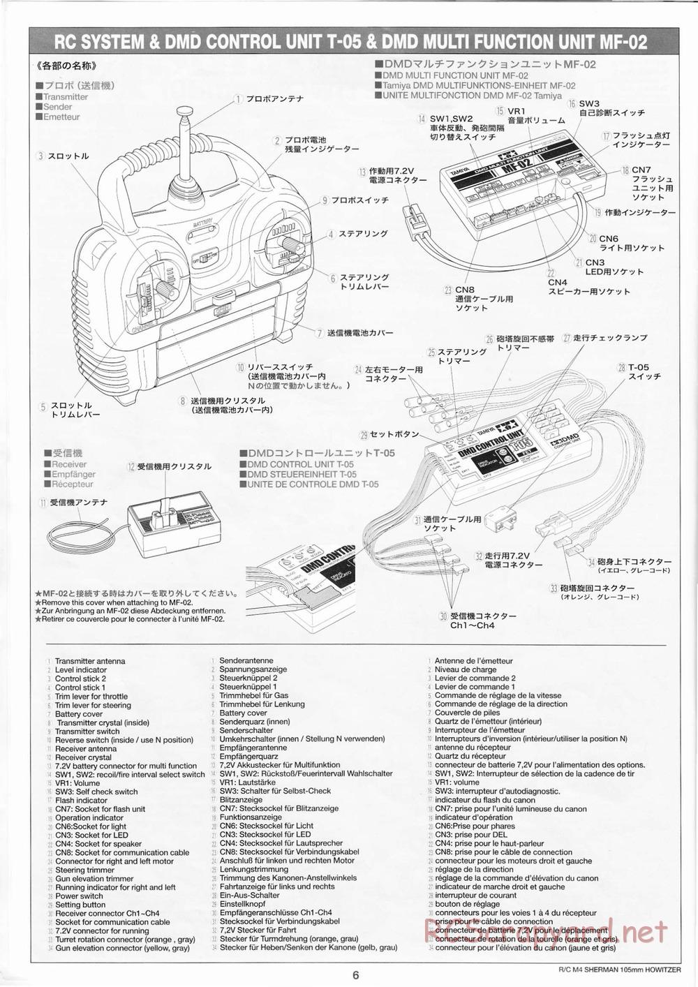 Tamiya - M4 Sherman 105mm Howitzer - 1/16 Scale Chassis - Manual - Page 6