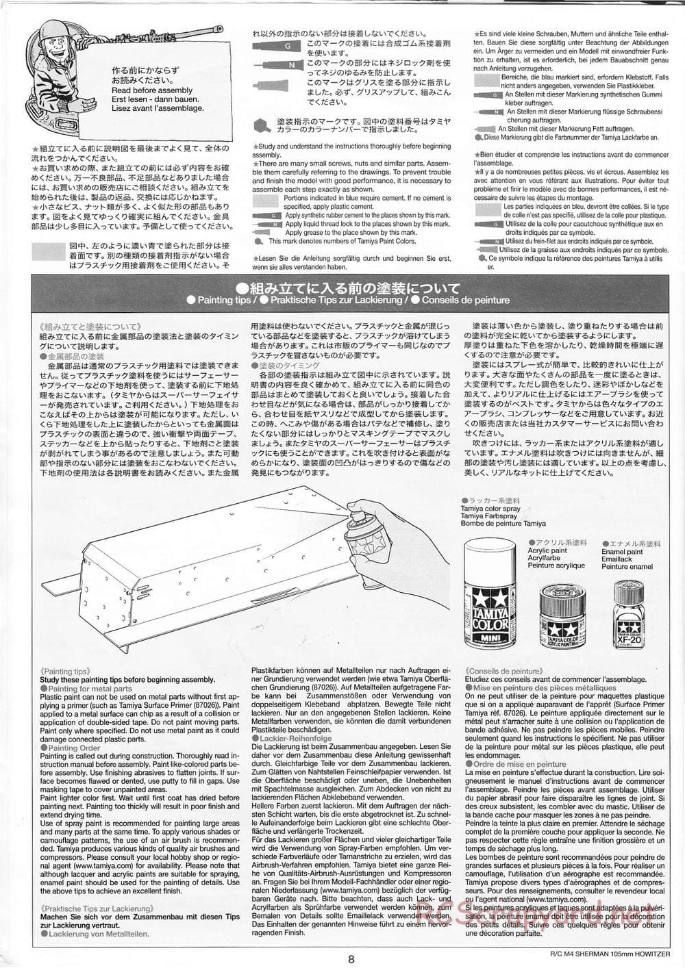 Tamiya - M4 Sherman 105mm Howitzer - 1/16 Scale Chassis - Manual - Page 8