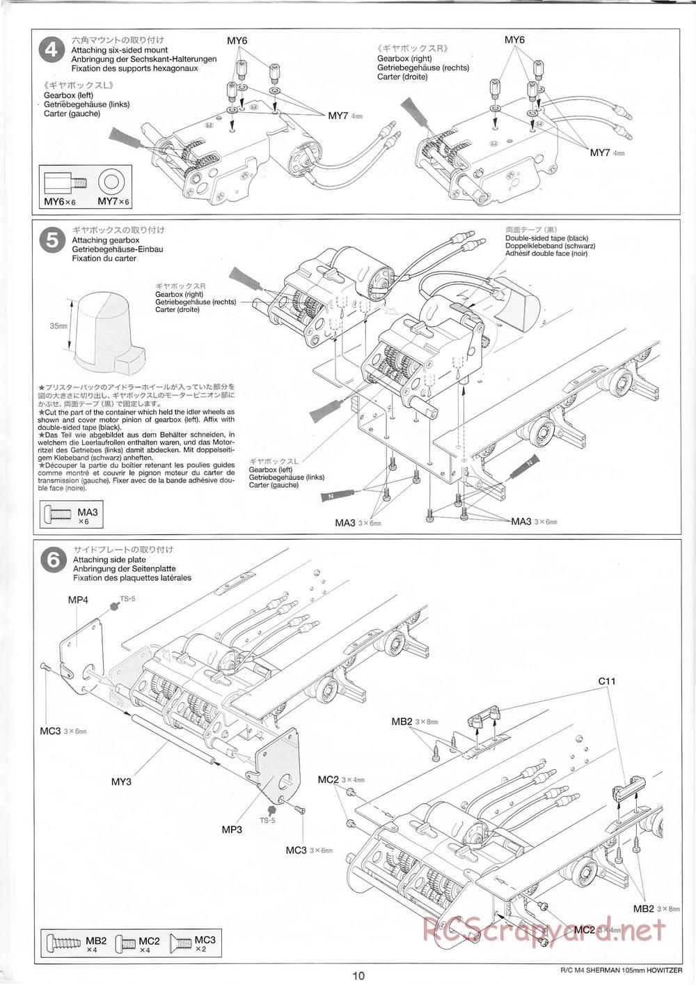 Tamiya - M4 Sherman 105mm Howitzer - 1/16 Scale Chassis - Manual - Page 10