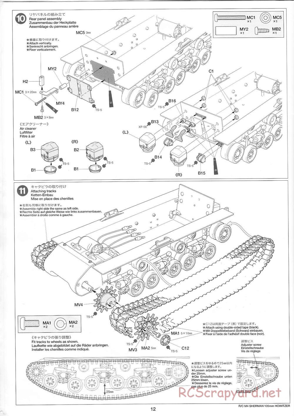 Tamiya - M4 Sherman 105mm Howitzer - 1/16 Scale Chassis - Manual - Page 12