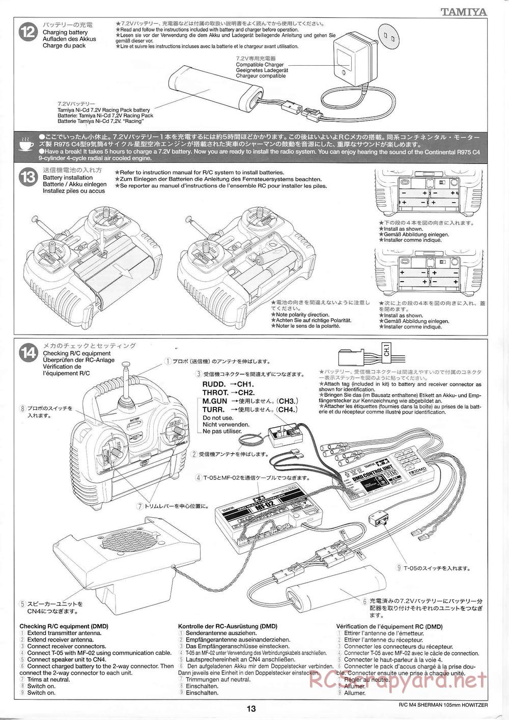 Tamiya - M4 Sherman 105mm Howitzer - 1/16 Scale Chassis - Manual - Page 13
