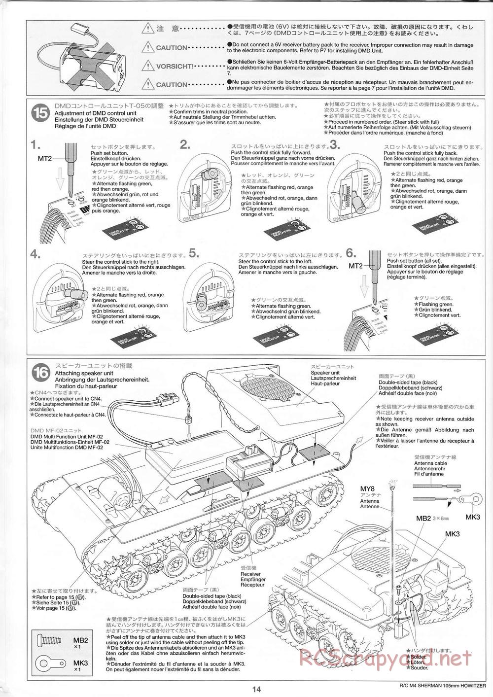 Tamiya - M4 Sherman 105mm Howitzer - 1/16 Scale Chassis - Manual - Page 14