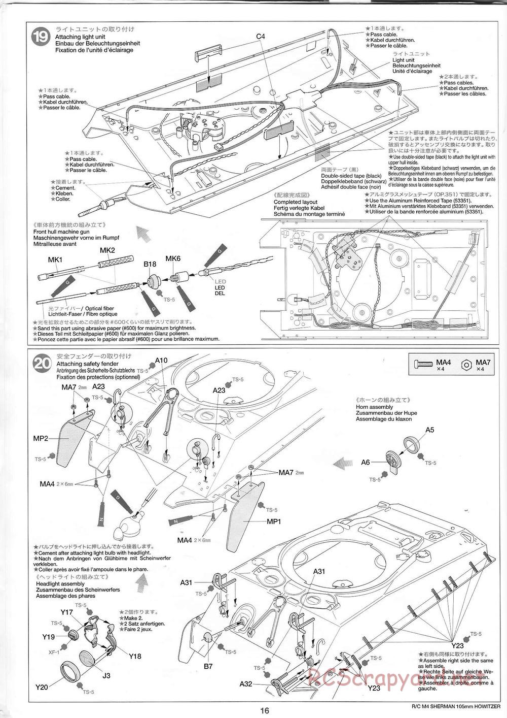 Tamiya - M4 Sherman 105mm Howitzer - 1/16 Scale Chassis - Manual - Page 16