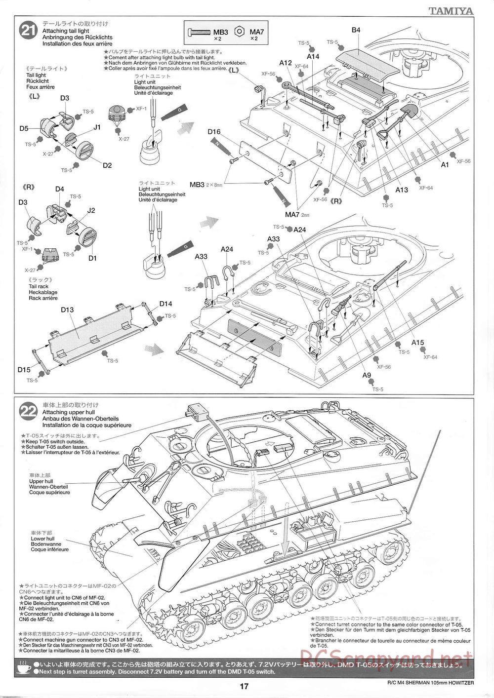 Tamiya - M4 Sherman 105mm Howitzer - 1/16 Scale Chassis - Manual - Page 17
