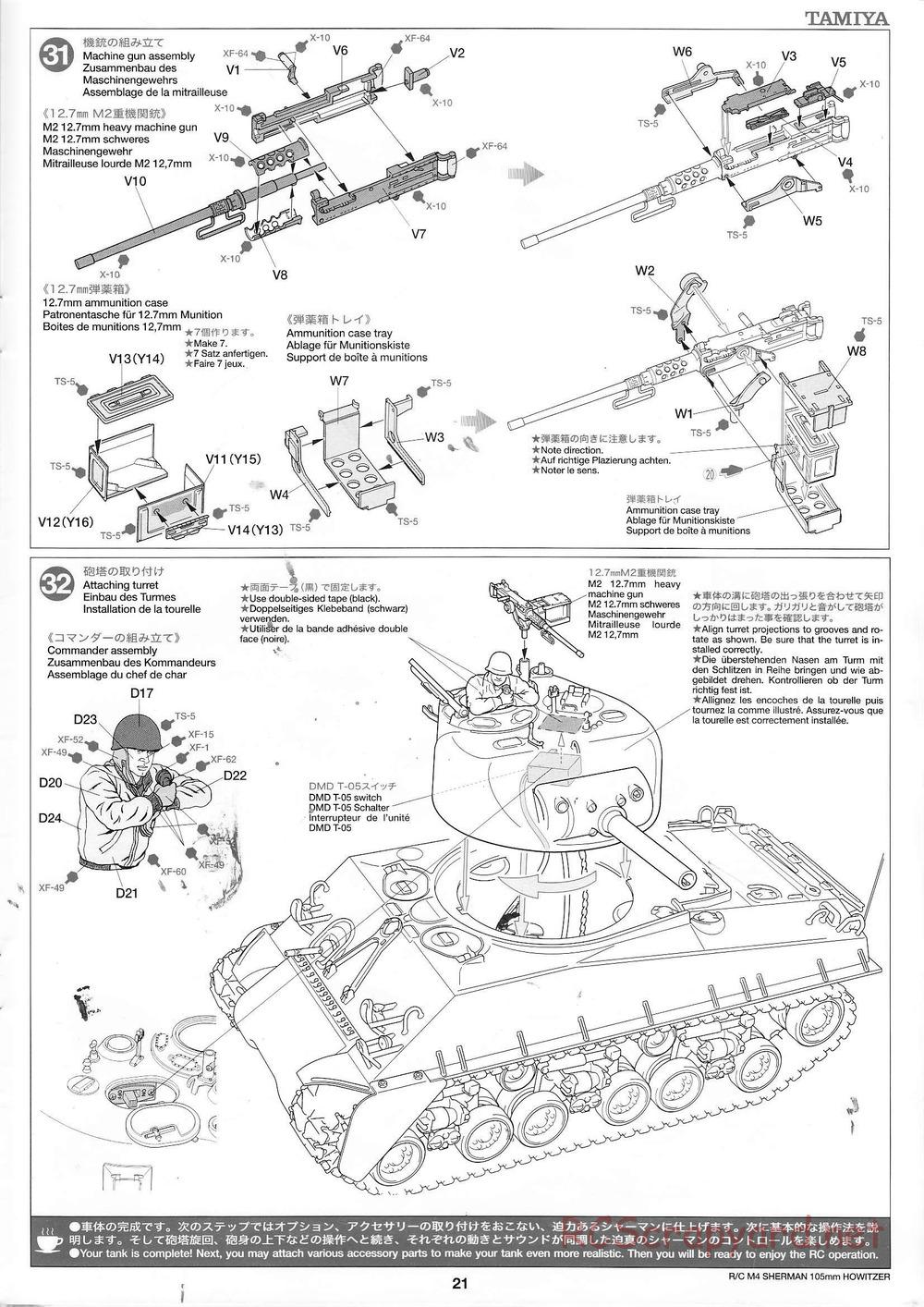 Tamiya - M4 Sherman 105mm Howitzer - 1/16 Scale Chassis - Manual - Page 21