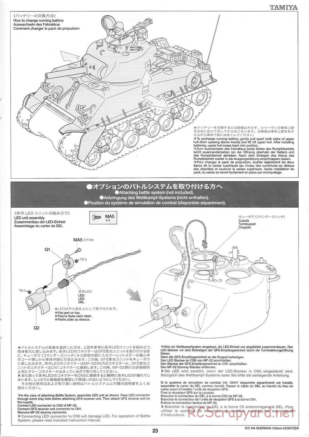 Tamiya - M4 Sherman 105mm Howitzer - 1/16 Scale Chassis - Manual - Page 23