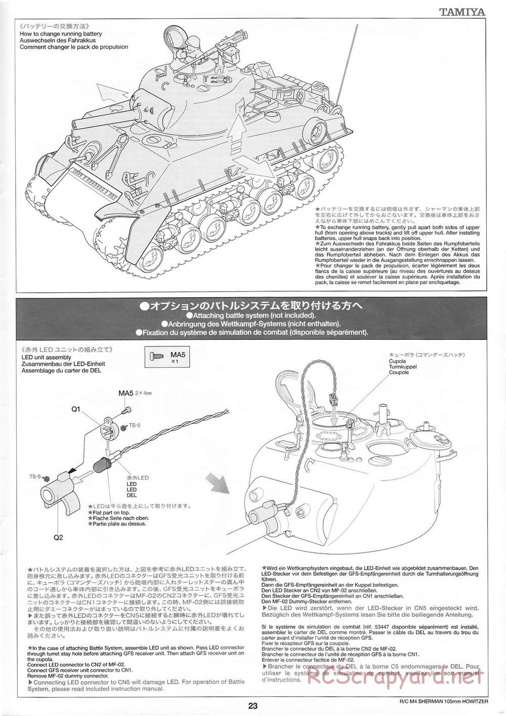 Tamiya - M4 Sherman 105mm Howitzer - 1/16 Scale Chassis - Manual - Page 24