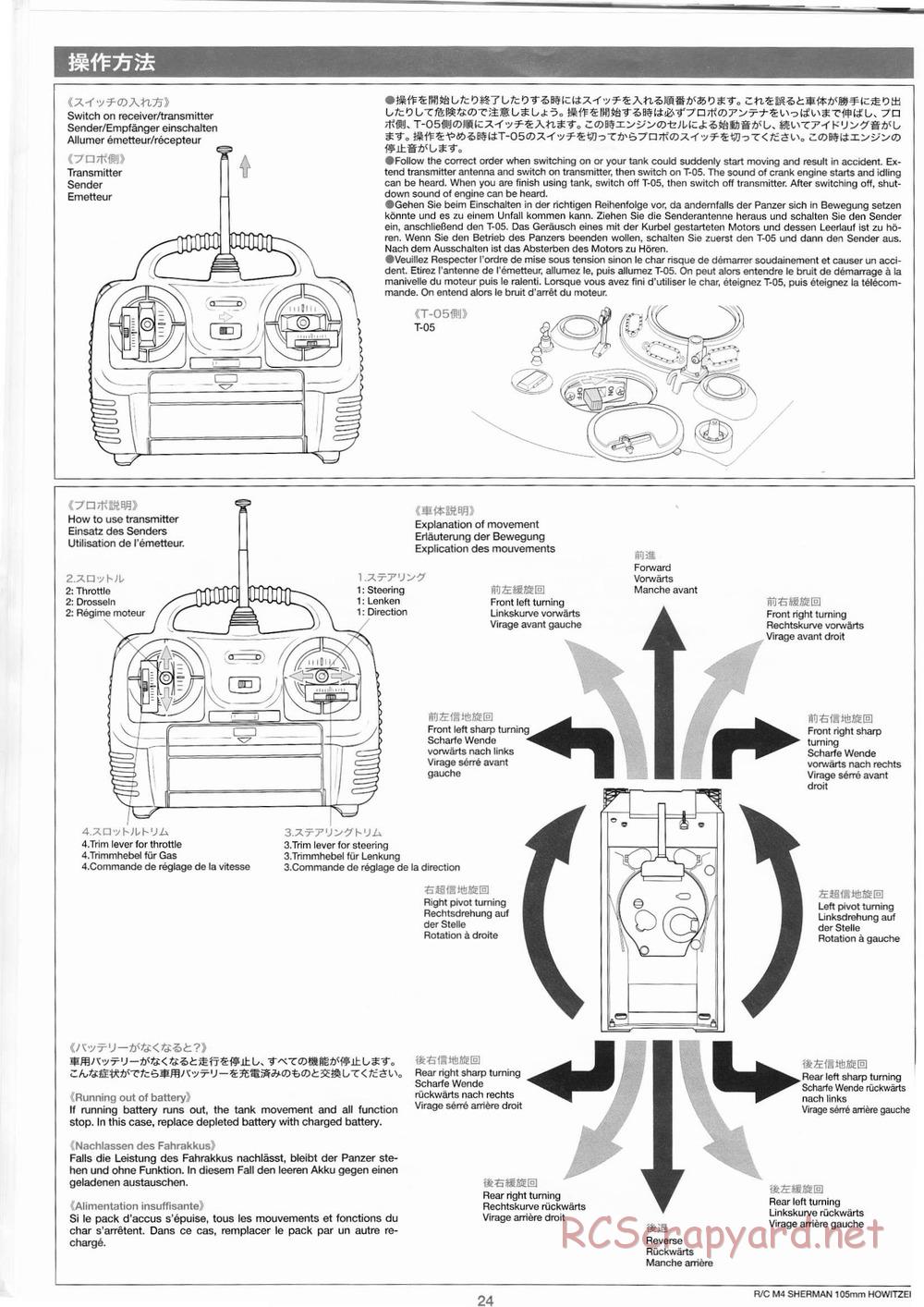 Tamiya - M4 Sherman 105mm Howitzer - 1/16 Scale Chassis - Manual - Page 25