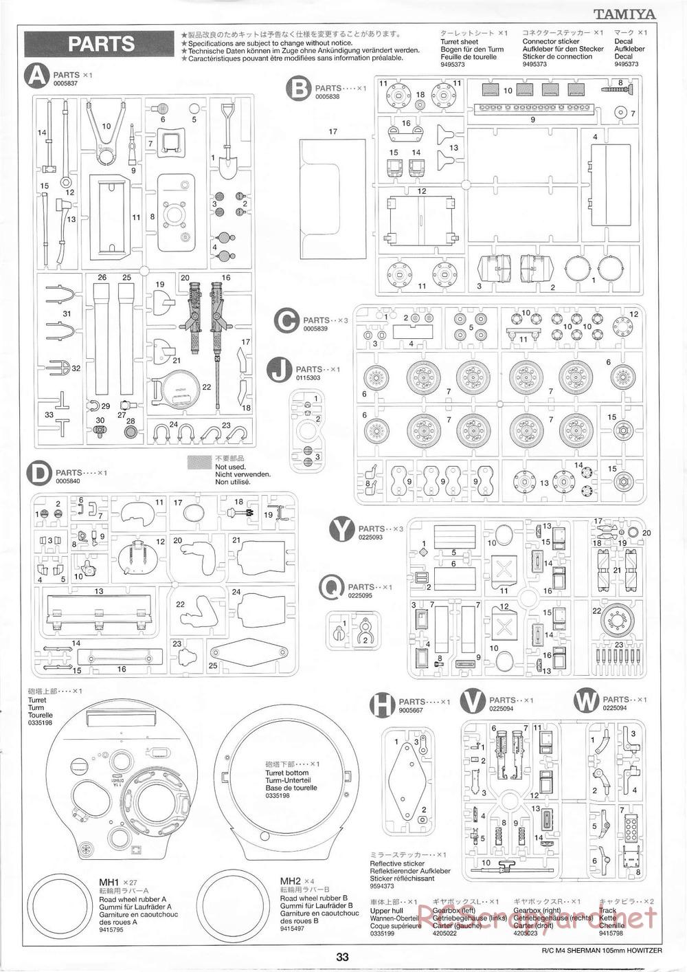 Tamiya - M4 Sherman 105mm Howitzer - 1/16 Scale Chassis - Manual - Page 36