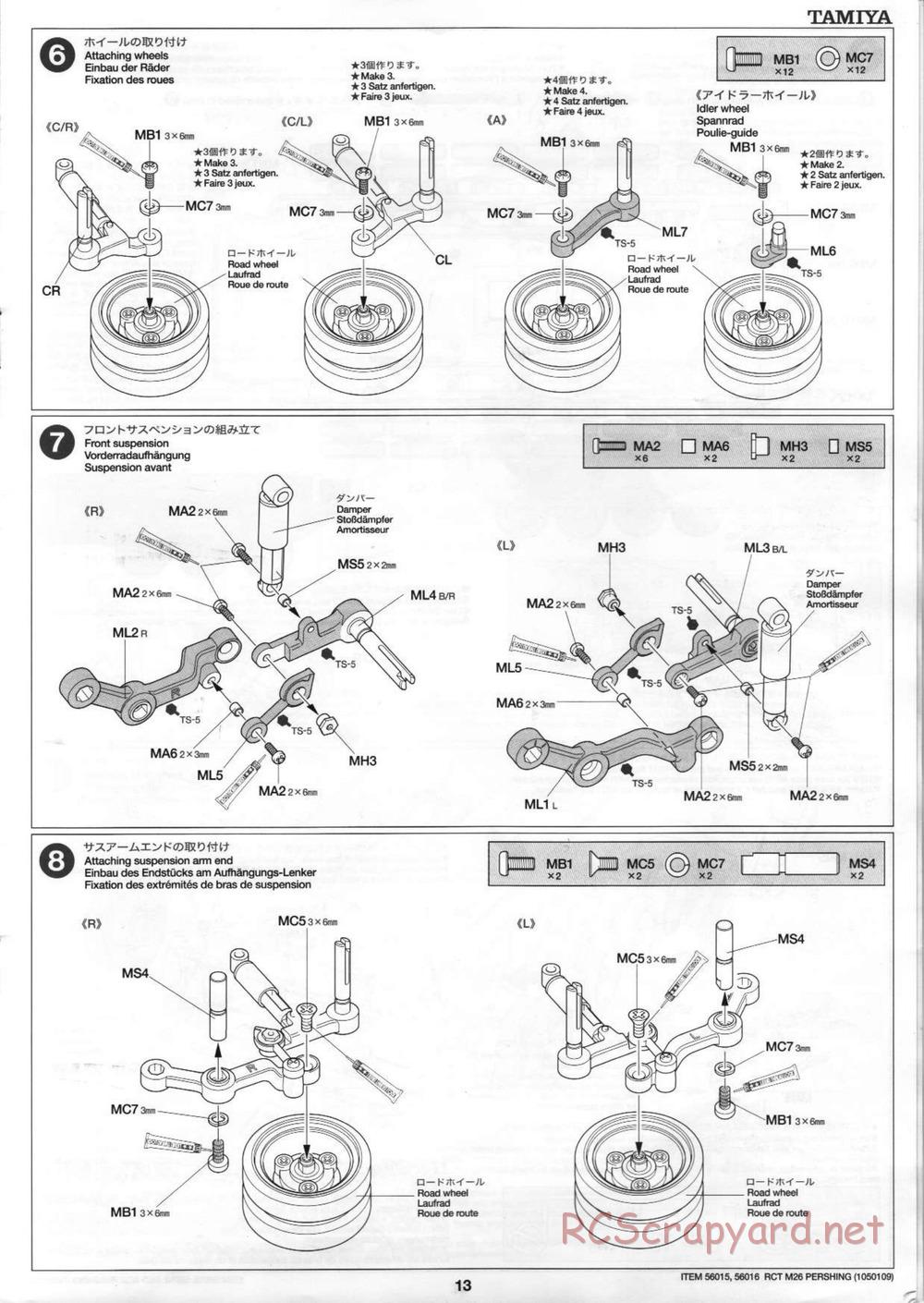 Tamiya - M26 Pershing - 1/16 Scale Chassis - Manual - Page 13