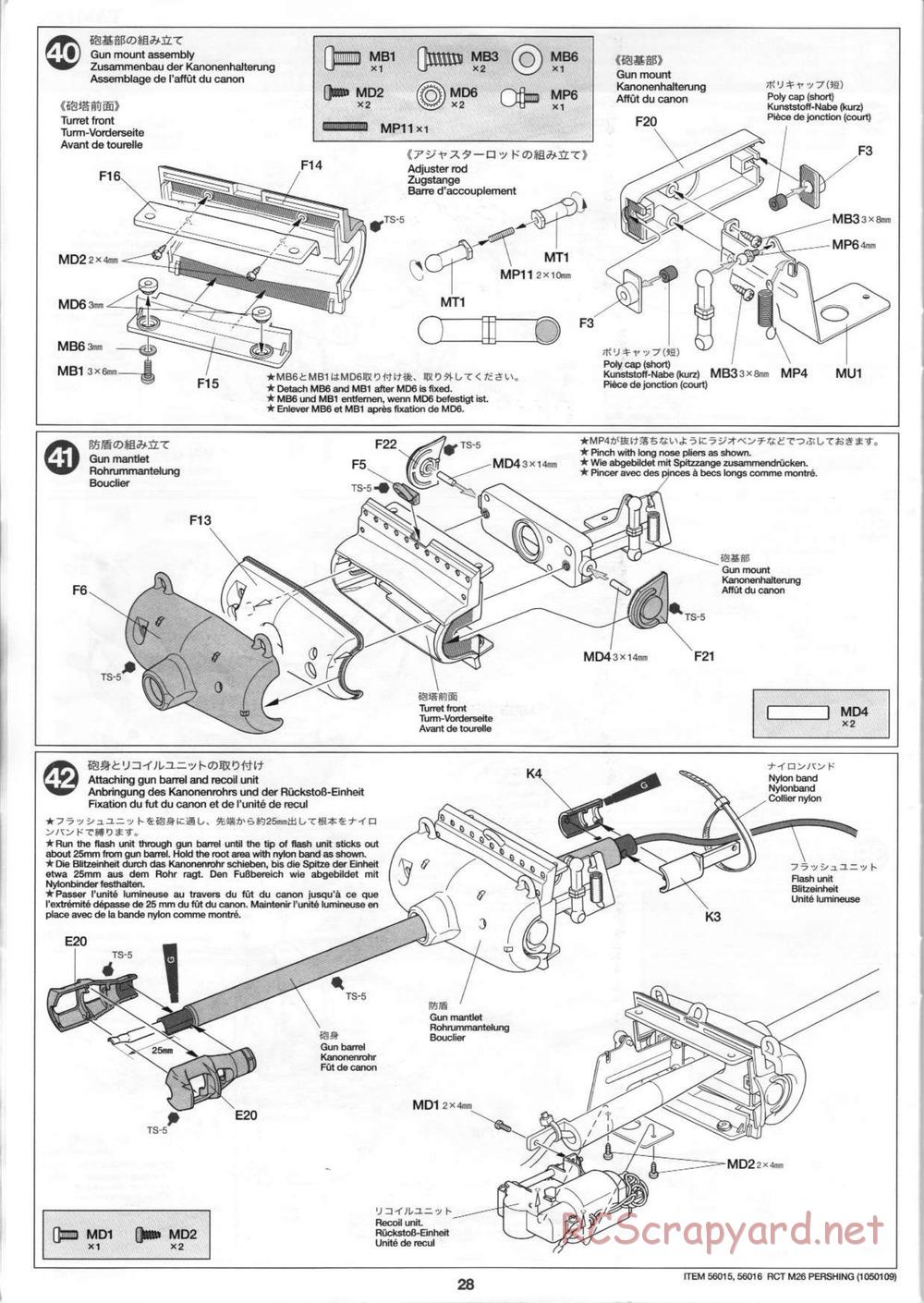 Tamiya - M26 Pershing - 1/16 Scale Chassis - Manual - Page 28