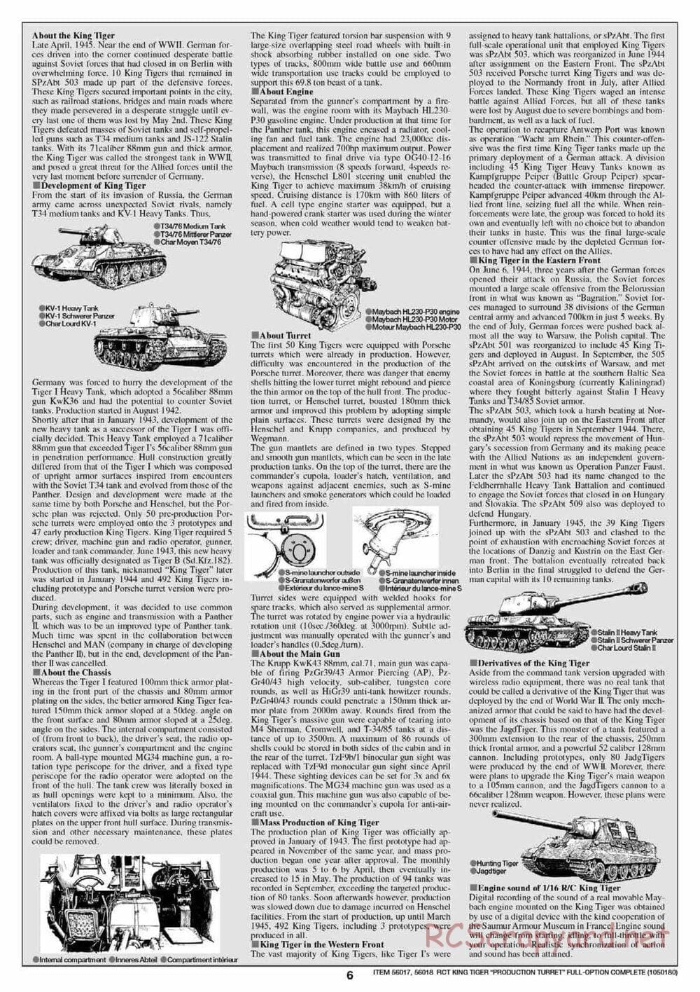 Tamiya - King Tiger - 1/16 Scale Chassis - Manual - Page 6