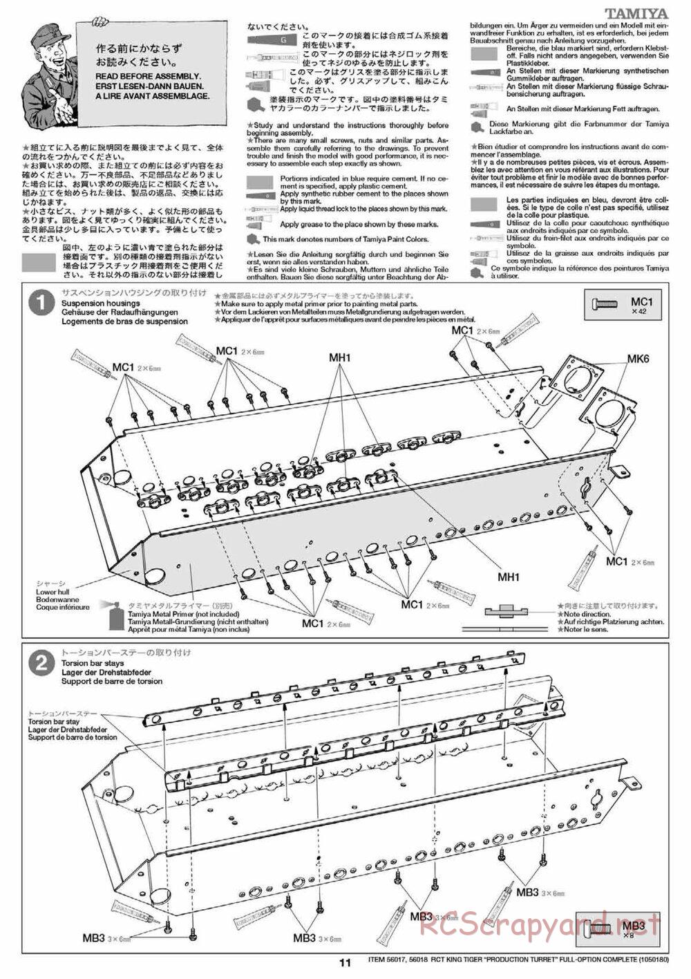 Tamiya - King Tiger - 1/16 Scale Chassis - Manual - Page 11