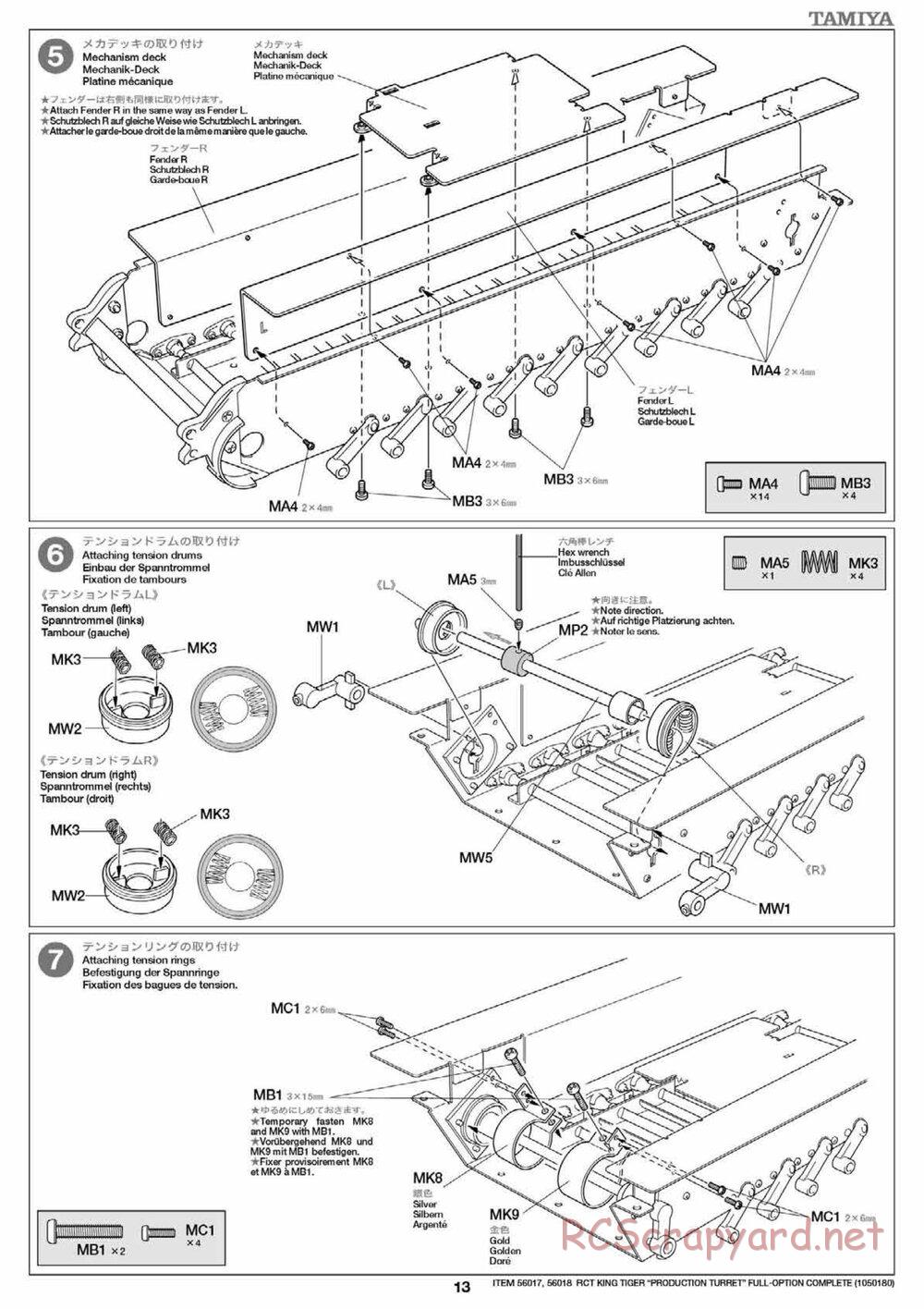 Tamiya - King Tiger - 1/16 Scale Chassis - Manual - Page 13