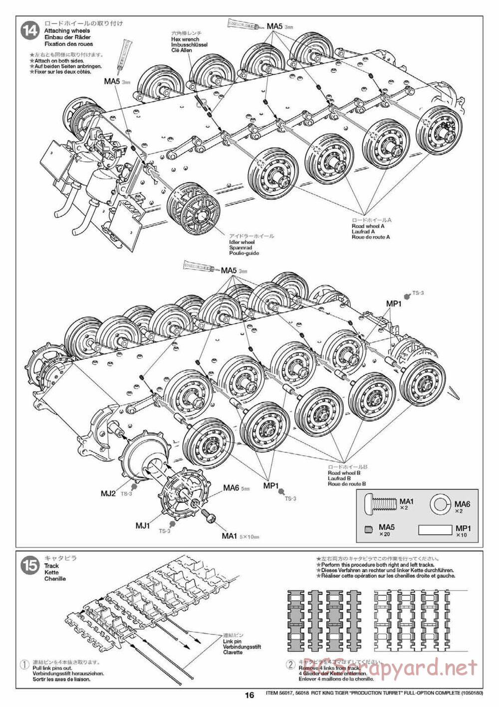 Tamiya - King Tiger - 1/16 Scale Chassis - Manual - Page 16