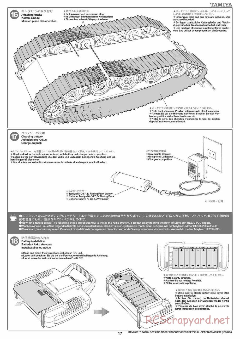 Tamiya - King Tiger - 1/16 Scale Chassis - Manual - Page 17