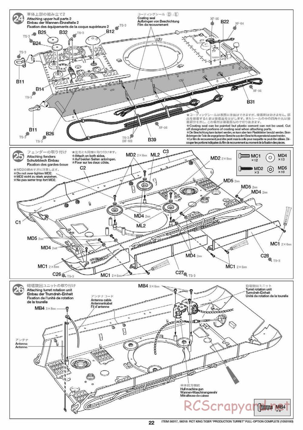 Tamiya - King Tiger - 1/16 Scale Chassis - Manual - Page 22