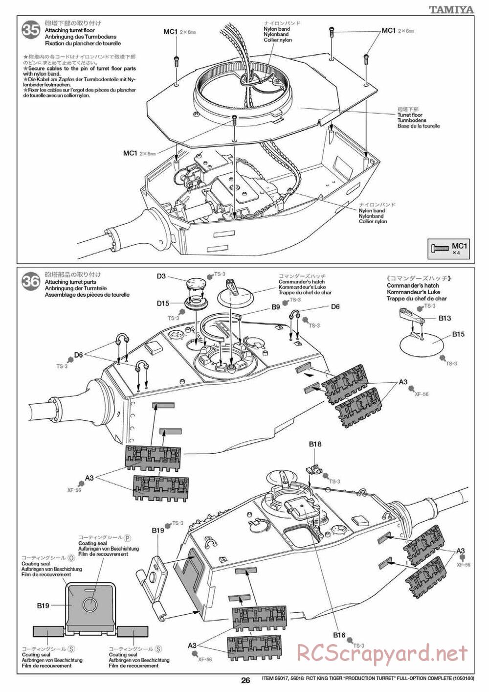 Tamiya - King Tiger - 1/16 Scale Chassis - Manual - Page 26