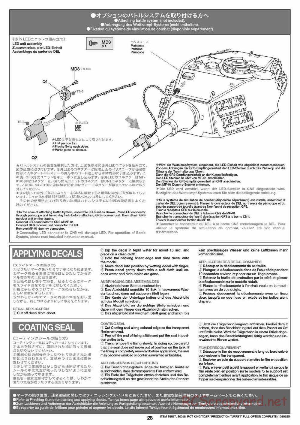Tamiya - King Tiger - 1/16 Scale Chassis - Manual - Page 28