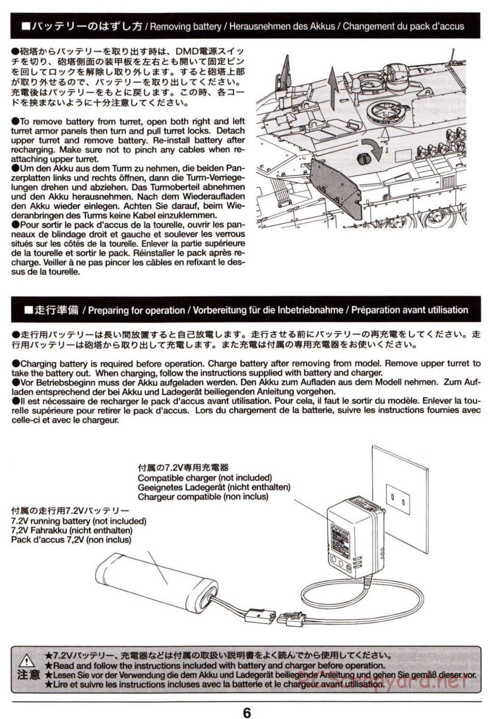 Tamiya - Leopard 2 A6 - 1/16 Scale Chassis - Operation Manual - Page 6