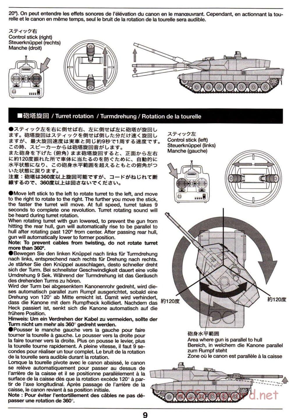 Tamiya - Leopard 2 A6 - 1/16 Scale Chassis - Operation Manual - Page 9